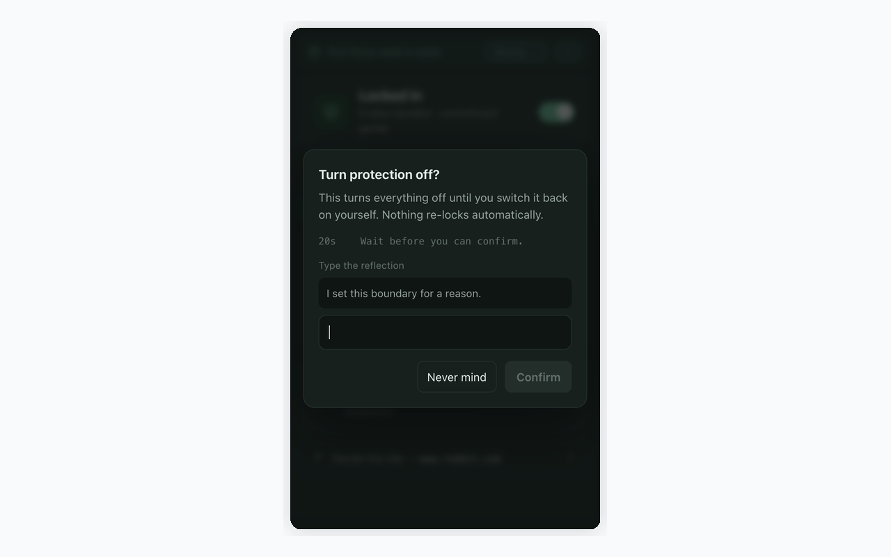 Challenge dialog with reflection prompt